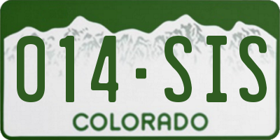 CO license plate 014SIS