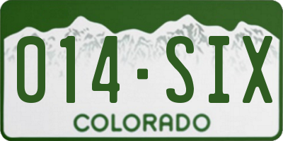 CO license plate 014SIX