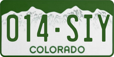 CO license plate 014SIY