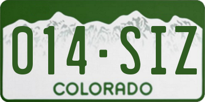 CO license plate 014SIZ