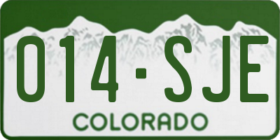 CO license plate 014SJE