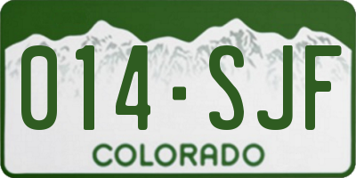 CO license plate 014SJF