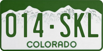 CO license plate 014SKL