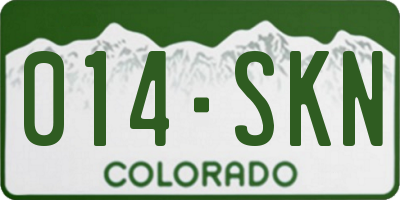 CO license plate 014SKN