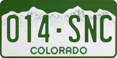 CO license plate 014SNC