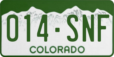 CO license plate 014SNF