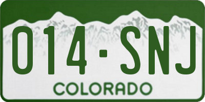 CO license plate 014SNJ