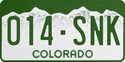 CO license plate 014SNK