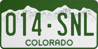 CO license plate 014SNL