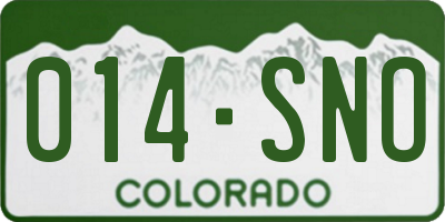 CO license plate 014SNO