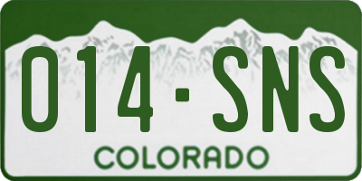 CO license plate 014SNS