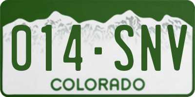 CO license plate 014SNV