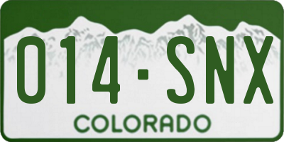 CO license plate 014SNX