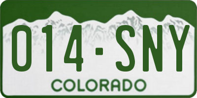 CO license plate 014SNY