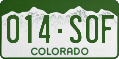 CO license plate 014SOF