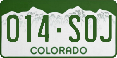 CO license plate 014SOJ