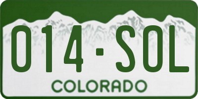 CO license plate 014SOL