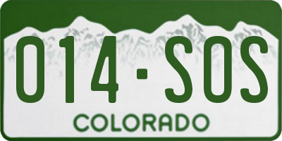 CO license plate 014SOS