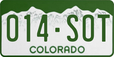 CO license plate 014SOT