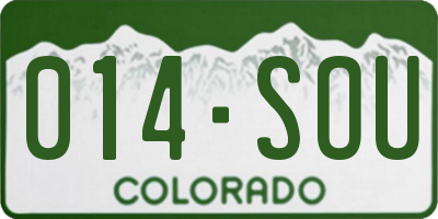 CO license plate 014SOU