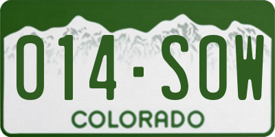 CO license plate 014SOW