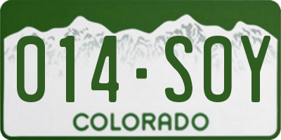 CO license plate 014SOY