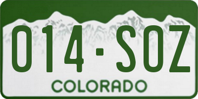 CO license plate 014SOZ