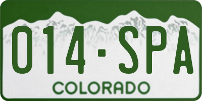 CO license plate 014SPA