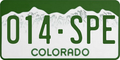 CO license plate 014SPE