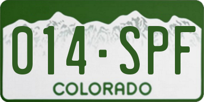 CO license plate 014SPF