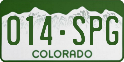 CO license plate 014SPG