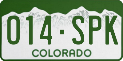 CO license plate 014SPK