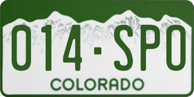 CO license plate 014SPO