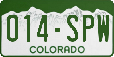 CO license plate 014SPW