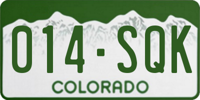 CO license plate 014SQK