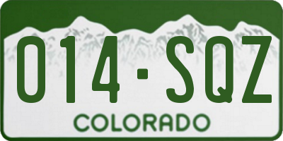 CO license plate 014SQZ