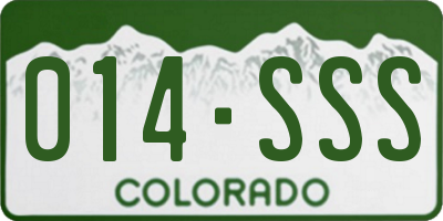 CO license plate 014SSS