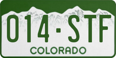 CO license plate 014STF