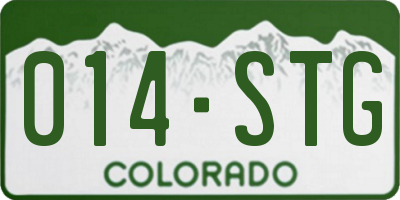CO license plate 014STG