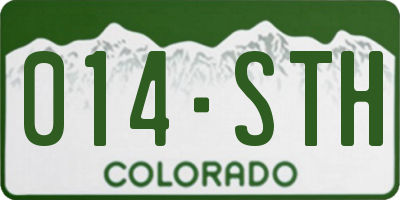 CO license plate 014STH