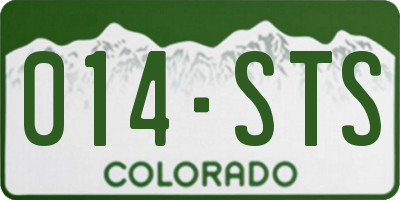 CO license plate 014STS