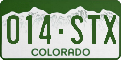 CO license plate 014STX