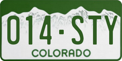 CO license plate 014STY