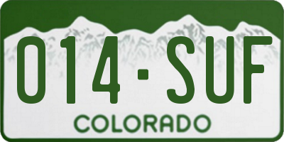 CO license plate 014SUF