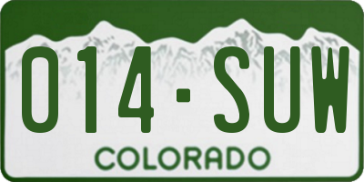 CO license plate 014SUW