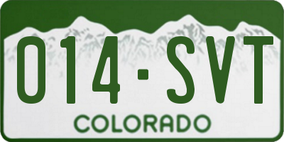 CO license plate 014SVT