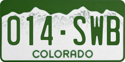 CO license plate 014SWB