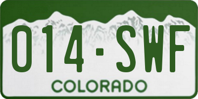 CO license plate 014SWF