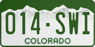 CO license plate 014SWI