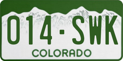 CO license plate 014SWK
